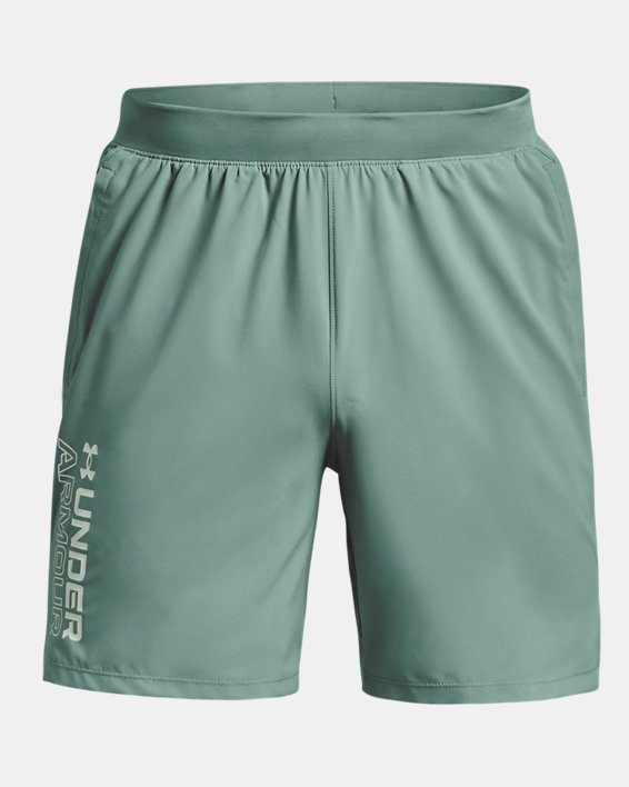 Men's UA Launch SW 7'' Wordmark  Shorts, Green, pdpMainDesktop image number 6
